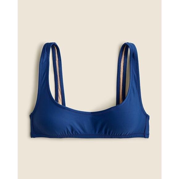 J. Crew Blue Over the Shoulder Scoop Neck Heritage Bikini Top - Small - NWT - Picture 1 of 2